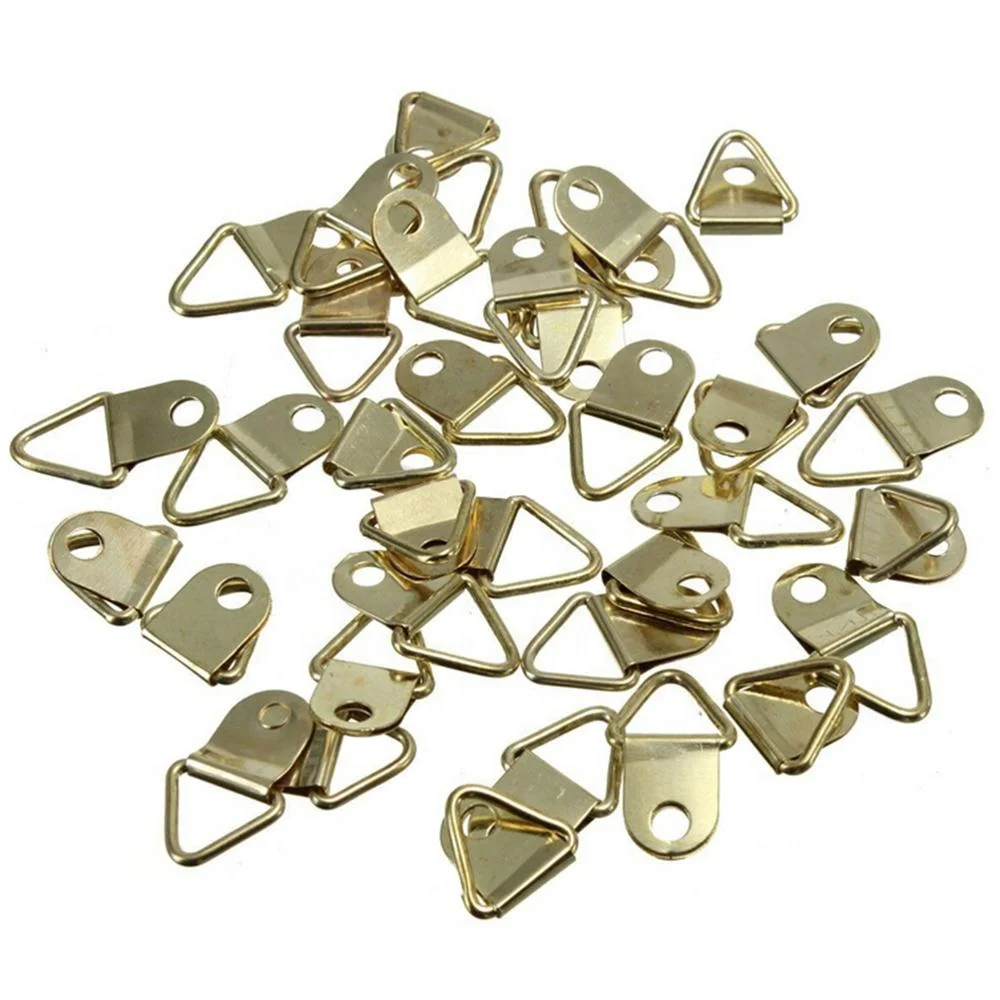 20 PCS Golden Triangle D-ring Hanging Picture Oil Painting Mirror Frame Hooks Hangers