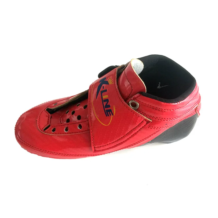 Hot new inline speed skating boot, red all-carbon speed skates, customizable logo
