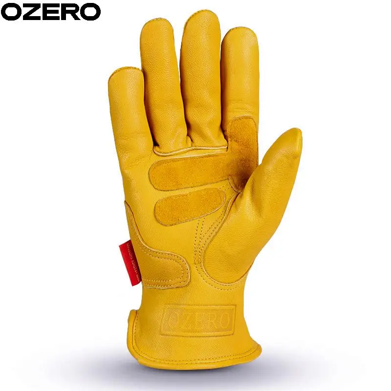 Heat Transfer Printing LOGO Unisex Working Comfortable GoatSkin Cowhide Sport Breathable Waterproof Leather Driver Gloves Gloves