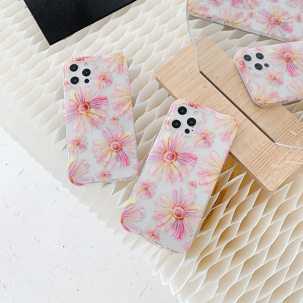 Новый продукт для iPhone 12 Чехол для мобильного телефона с цветами прозрачная задняя крышка для мобильного телефона для iPhone 11 12 Pro Max