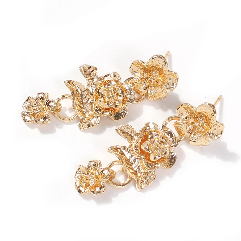 Fashion Style Pave 925 Flower Crystal Gold Clip On Earrings For Women