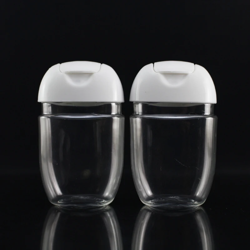 Custom Logo label Travel Clear Hand Sanitizing Dispenser Bottle 30ml Flat Plastic PET Hand Sanitizer Bottle With Flip Top Cap