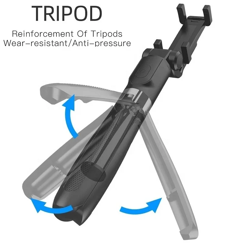 CE ROHS FCC Certificated L01s Wireless Selfie Stick Tripod 3 in 1with Remote for iPhone Samsung