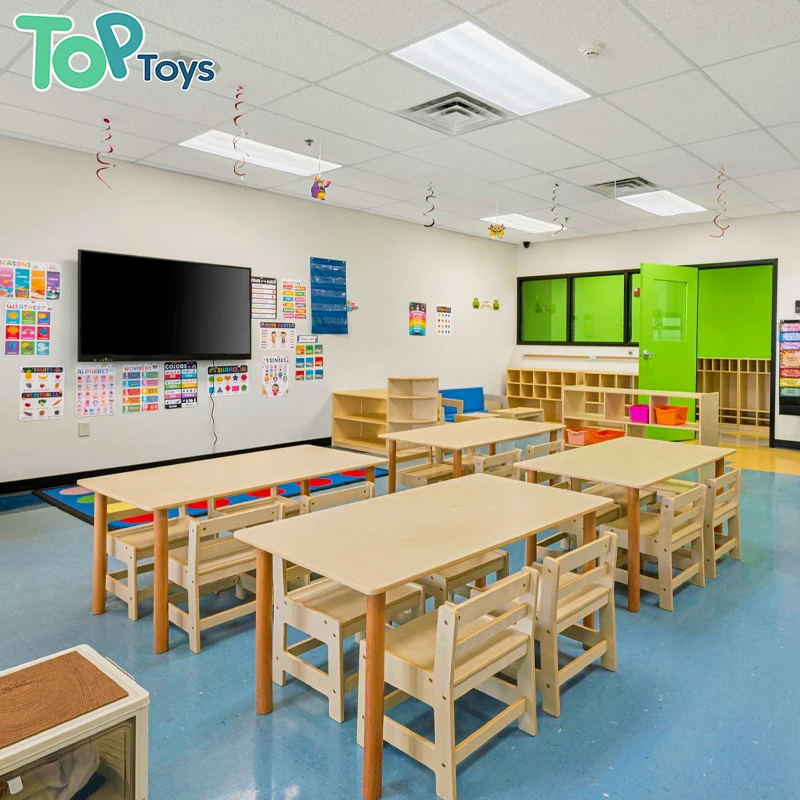 TOP Montessori Childcare Kindergarten Table and Chair for Daycare Waldorf Preschool Supplies Classroom Layout Furniture Solution
