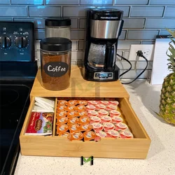bamboo k cup holder storage drawer espresso coffee pod holder tea bag organizer for Kitchen