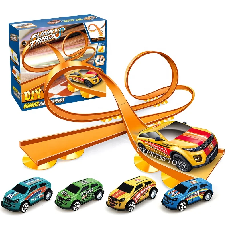New Style DIY Racing Track Set Slot Toy Car Pull Back Track Toy Race Track Toy Cars
