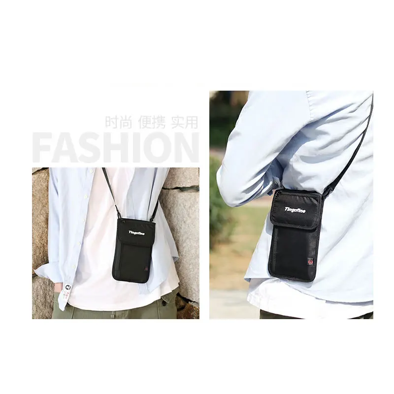 YIPINU nylon mesh material hanging rfid neck wallet travel neck pouch for passport card