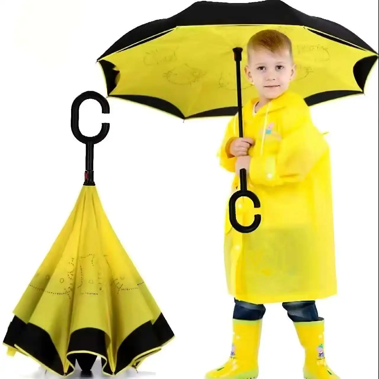 New Creative Bright Color Mini Inverted Reverse Self Stand Upside Down Inside Out Kids Umbrella for Children Guarda Chuva