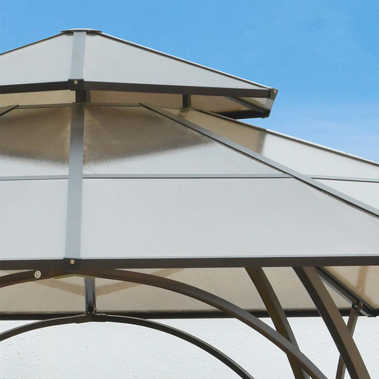 hot sale outdoor coated iron frame pergola dia 360cm with floor round gazebo 430cm metal frame hard top gazebos