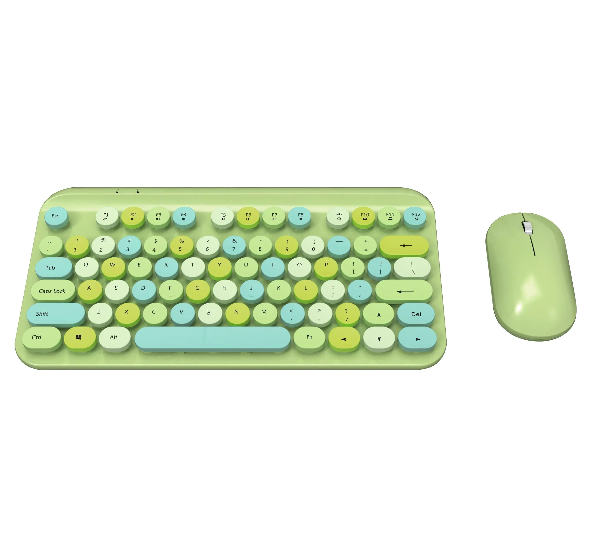 Best Selling 2.4G Full Size Retro Computer Wireless Keyboard and Mouse with Round Key Caps