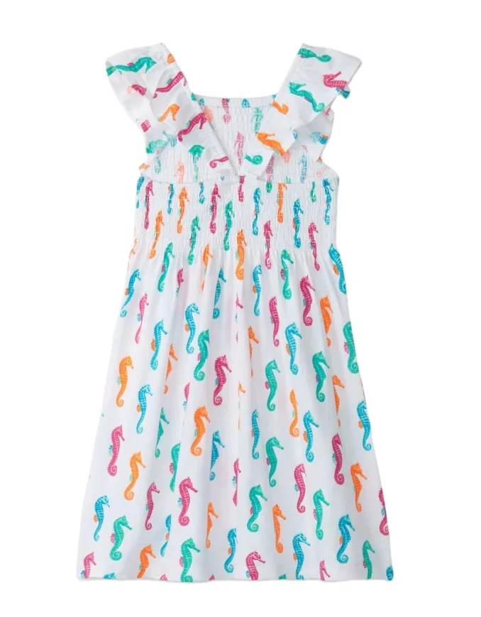 Yiwu Yiyuan custom Girls Painted Seahorses Smocked Dress for girls