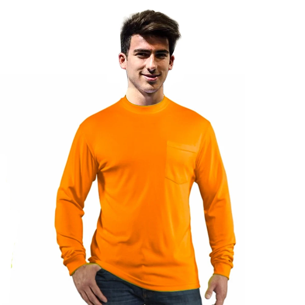 wholesale high quality Yellow Construction Hi Vis Long Sleeve Safety Orange T Shirt Reflective