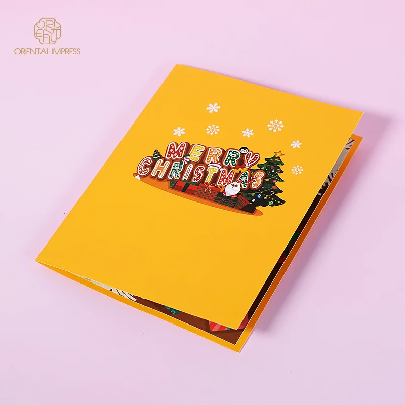2024 Hot Sale 3D Merry Christmas Greeting Card Pop Up Christmas Wish Card