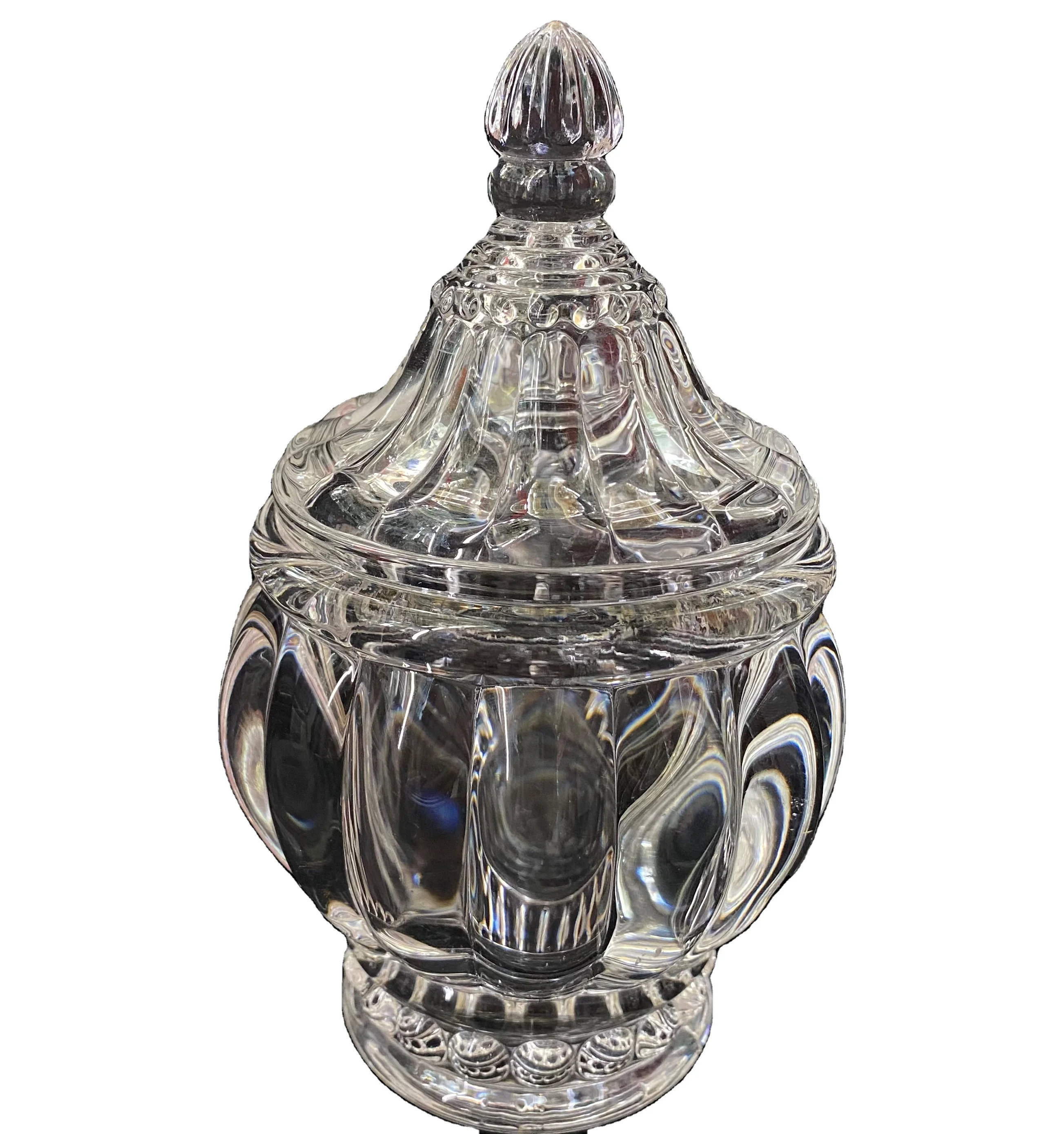 
2021 hot lantern shape glass candy jar jewelry box candle holder with lid for wedding holiday and home 