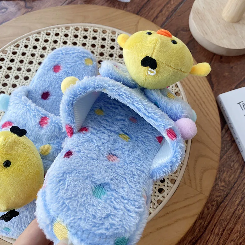 Winter New Cartoon Lady Furry Home Plush Slippers Cute Warm Cotton Slippers for Female
