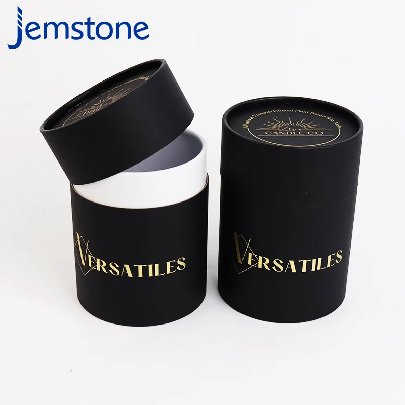 Custom Logo Biodegradable Coffee Tea Cylinder Round Tube Food Grade black Cardboard cosmetic jar cardboard box for cosmetics