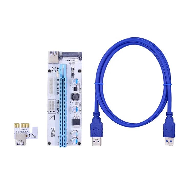 PCIE 008S PCI-E express 6Pin 1 x to 16 x extender PCI E x16 usb 3.0 riser card VER008S