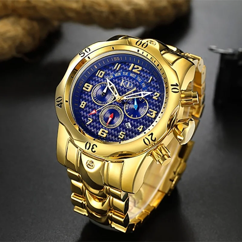 Man Quartz Watch Stainless Steel Buckle Sapphire Glass Men Sport Large Dial Stainless Steel USA Quartz Men Watch