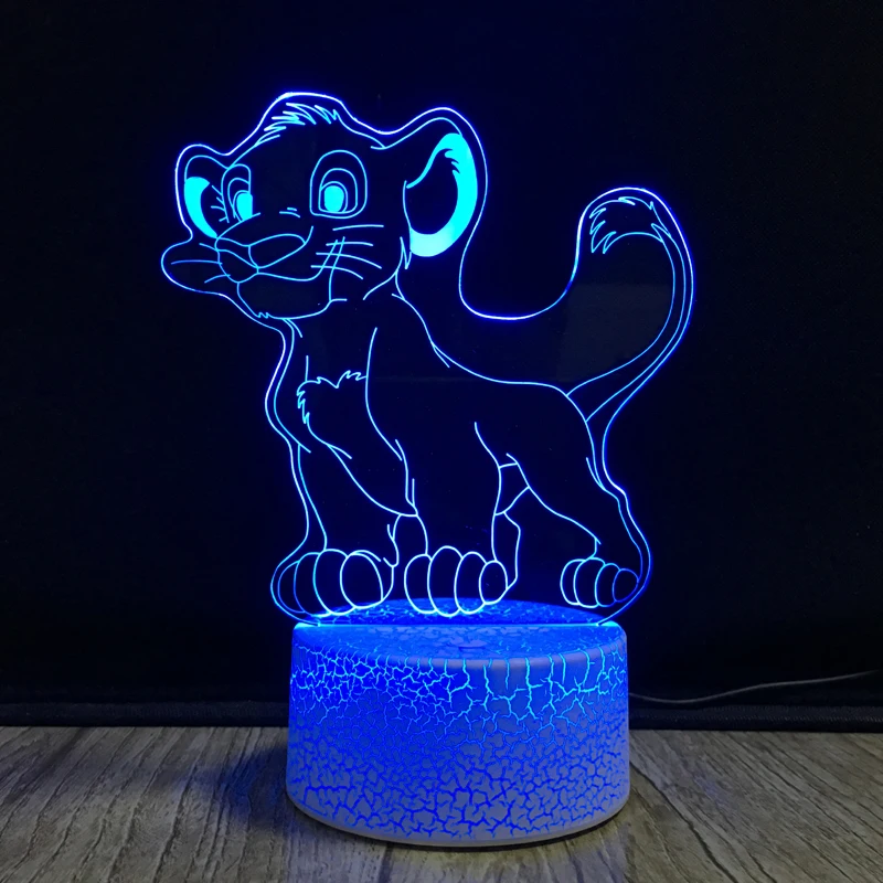 The Lion King Simba 3D Optical Illusion Lamp LED Night Light Boy Kid Toys Childlike Table Lamp