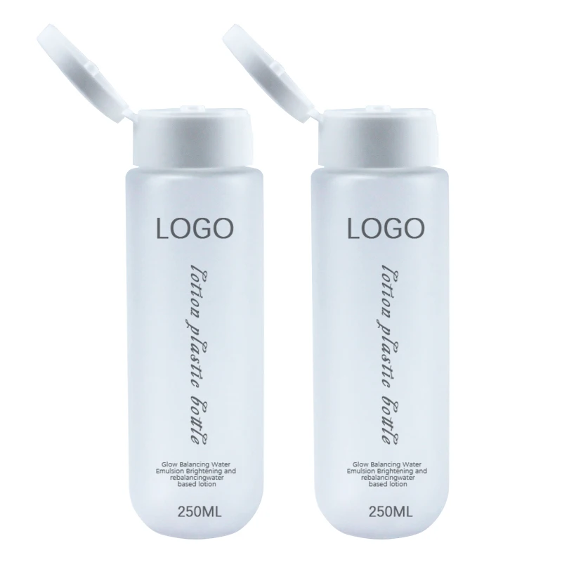 plastic body lotion packaging bottle 250ml  transparent frosted container toner plastic bottle