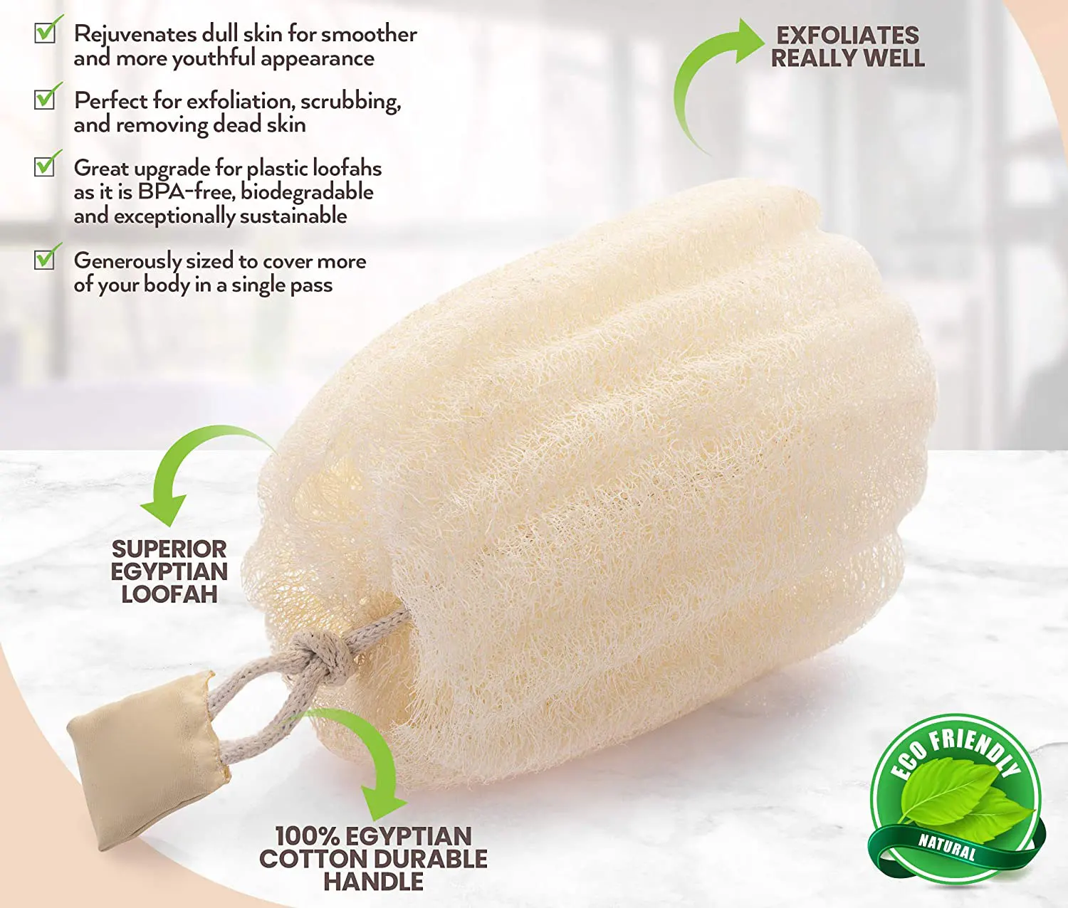 Soft Customizable 100% Natural Organic Loofah Sponge of Exfoliating Bath Supplies
