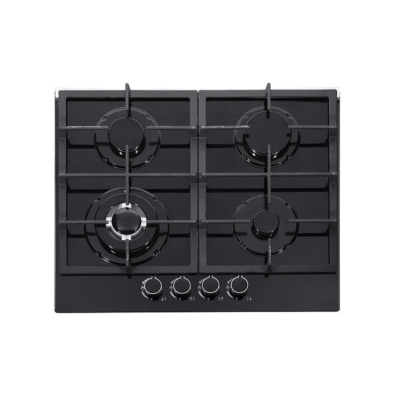 Black tempered glass gas stove popular models Built-in 4 Burners Gas Hob