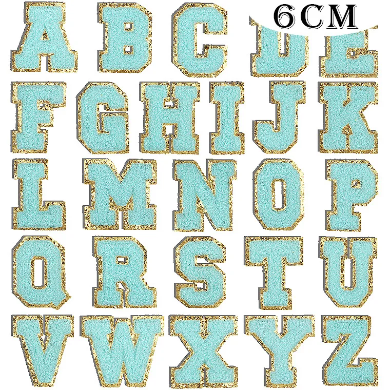 Anwen 6cm pink fabric embroidered English alphabet cloth hot fix stickers ironing computer embroidered chapter alphabet pattern