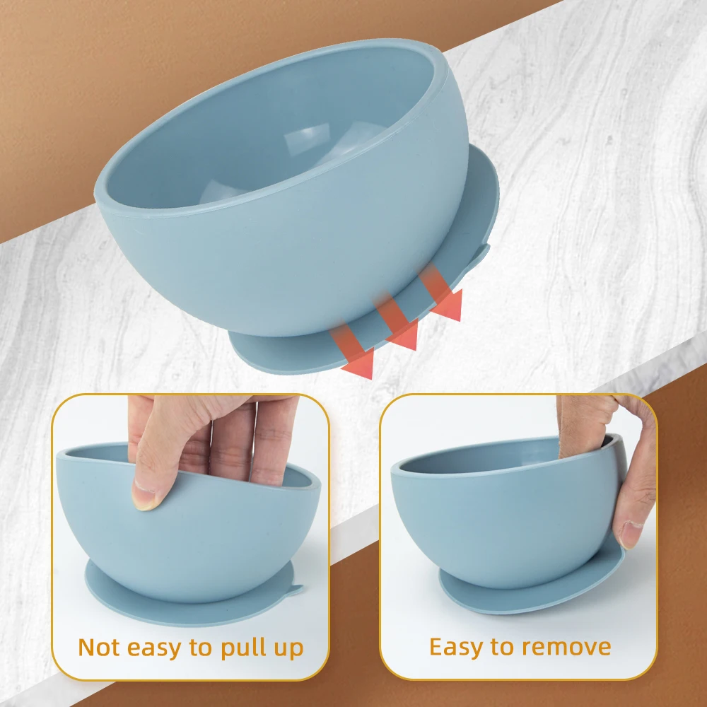 Dongli Hot Sale Factory Supplier Eco-friendly Non-toxic Food Grade Silicone Baby Dinner Bowl Baby Silicone Suction Bowl