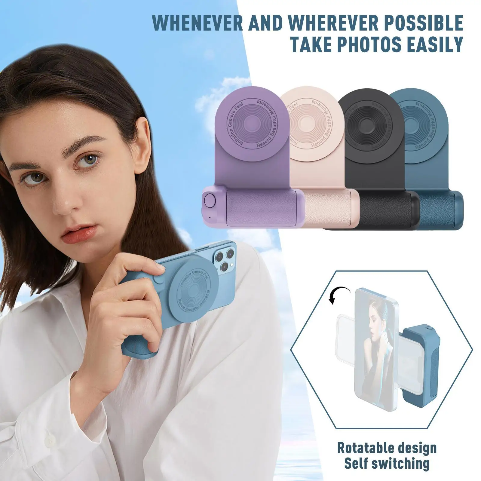 Smart phone Handheld Selfie Booster Holder Hand Grip Wireless Remote Control Hand Shutter Holder Camera Magnetic Grip Phone