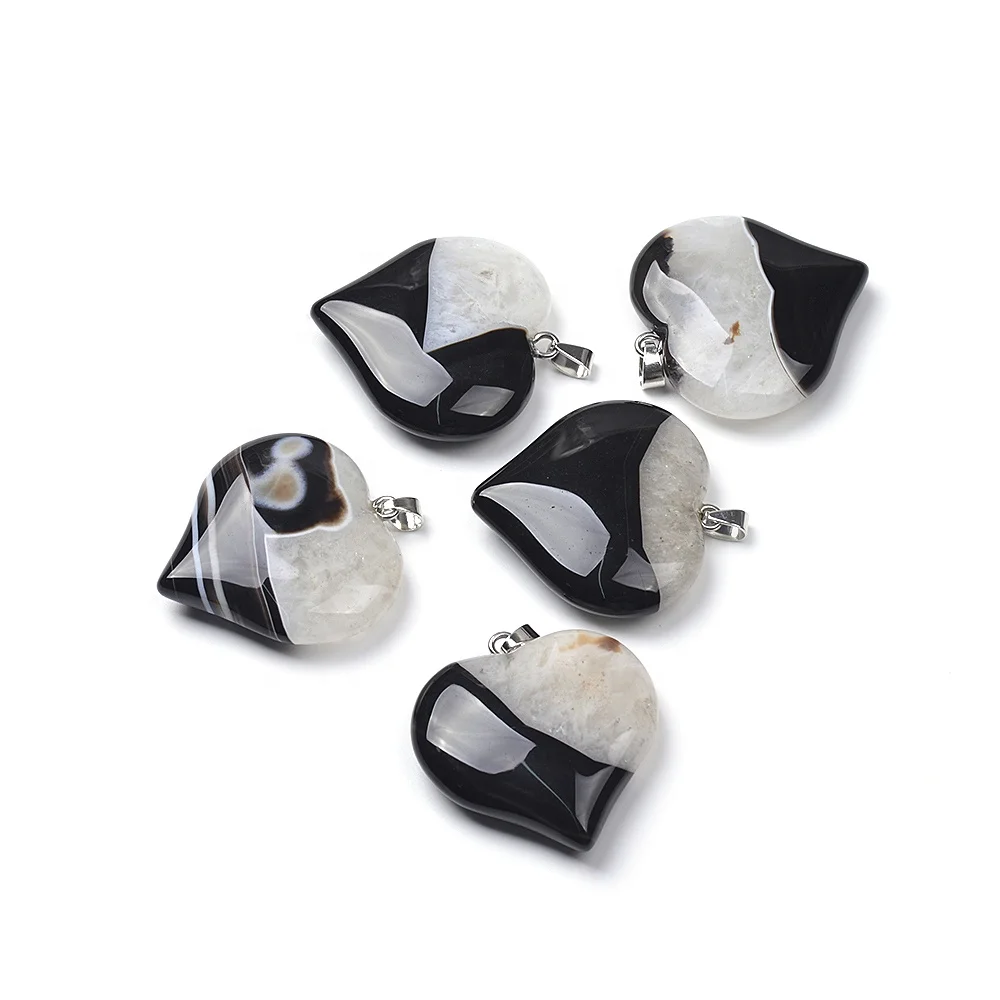 Cliobeads 40X40X11mm Gemstone Heart Pendants Sodalite Unakite Agate Stone Pendants For Jewelry Making