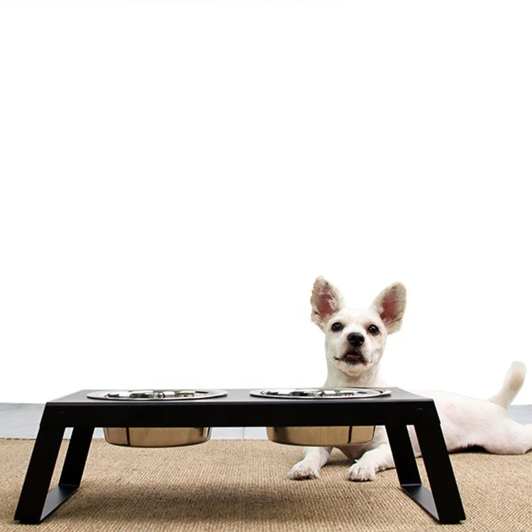 Sohpety Pet Dog Water Food Dispenser Slow Feeding Double Stainless Steel Stand Raise Elevated Cat Bowl