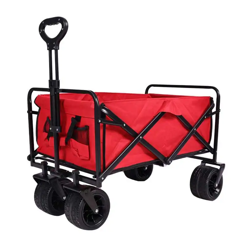 Feistel Collapsible Foldable Extended Wagon, Heavy Duty Folding Utility Garden Camping Cart with Big All-Terrain Beach Wheels