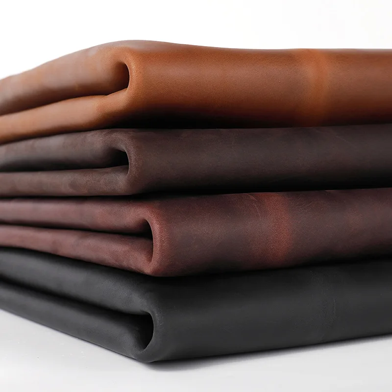 Custom first layer genuine distressed cowhide oiled and waxed cow leather