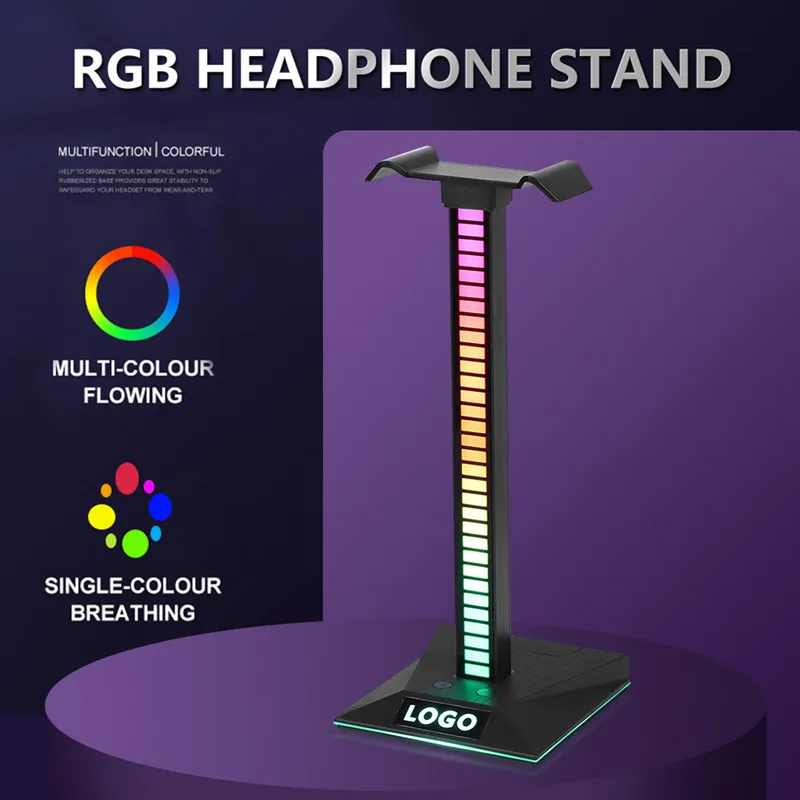 RGB Gaming Headphone ABS Stand Holder Earphone Display Shelf Bracket Gaming Headset Hanger with 2 USB2.0 Ports