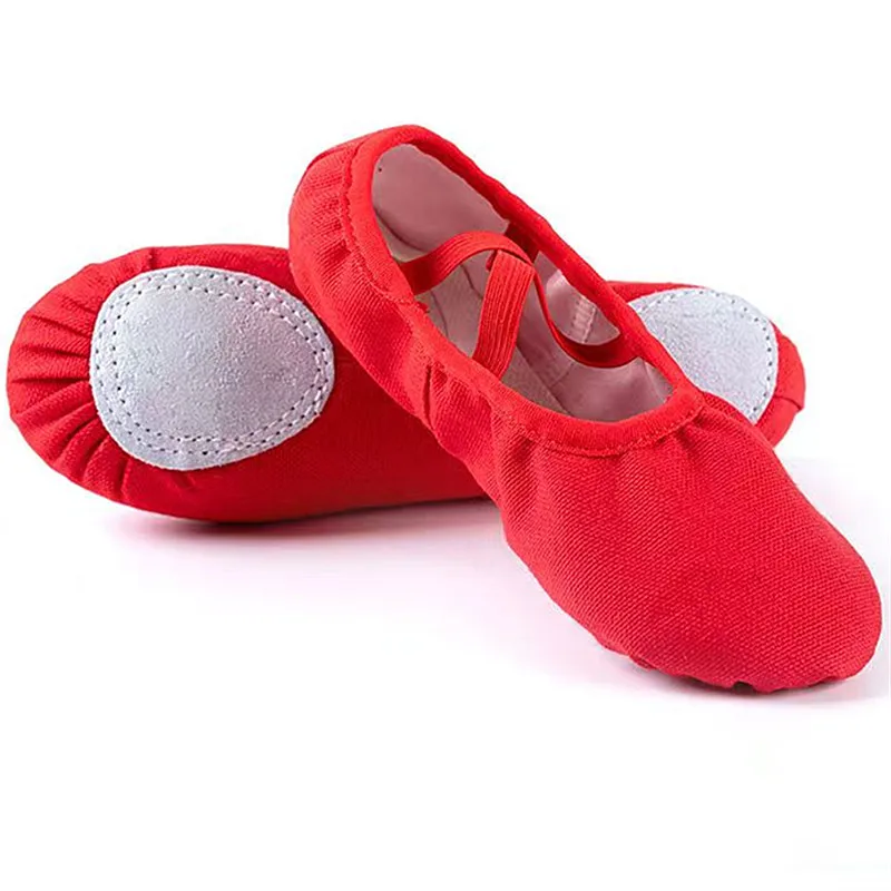 Wholesale Cheap OEM Ballet Pink Foldable Children Girls Split Sole Canvas Soft Dance Wear Stretch Ballet Shoes