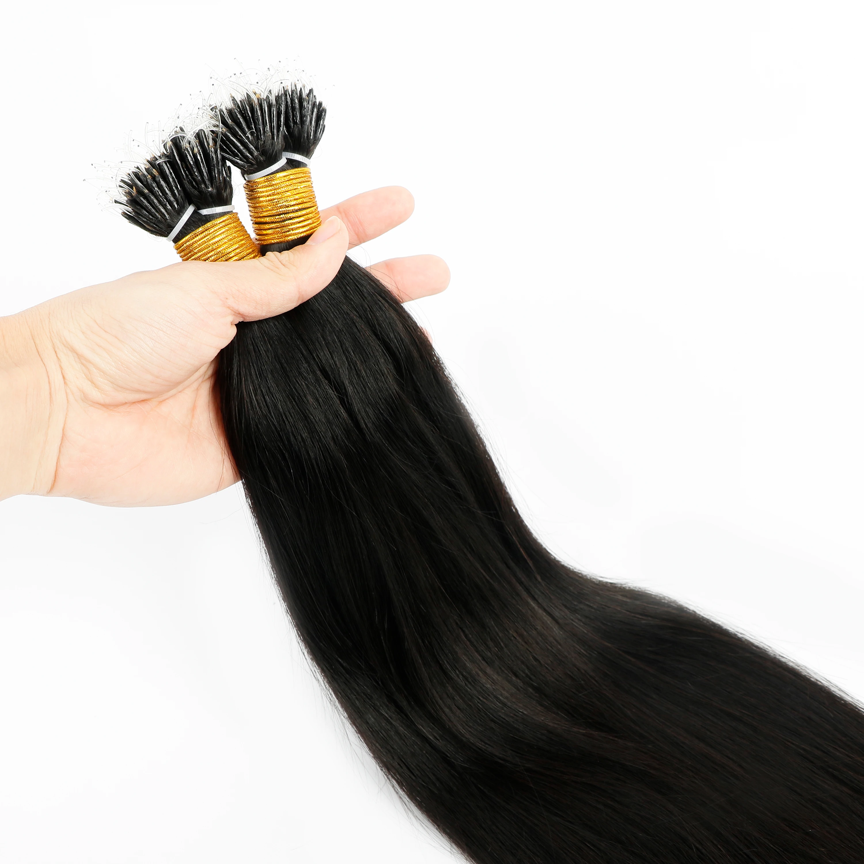 Wholesale Indian Virgin Remy Human Hair Nano Ring Straight Double Drawn Plastic I Tip Hair Extension