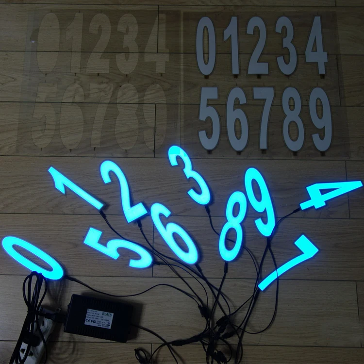 Large Size Flexible Customized EL Panel Backlight 0-9 shape Wonderful Flashing Sheet EL Light Up Led EL Numbers