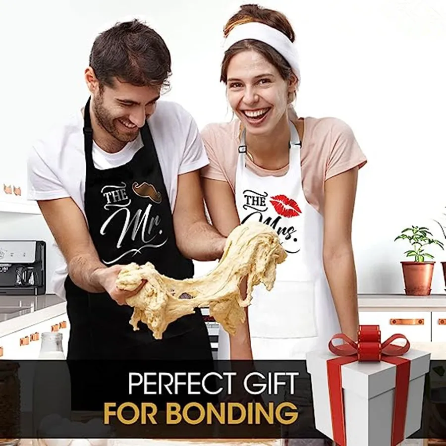 Mr.&Mrs Happy lover Couple Aprons Engagement Wedding Anniversary Gifts Valentine Day Grill Baking Kitchen gift box sets