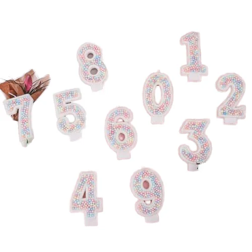 Factory price OEM wholesale with sticks birthday party cake decoration ceremony Rainbow small fresh wind digital foam candle wax