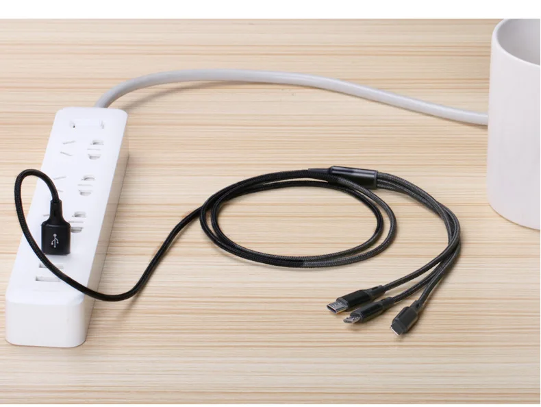 factory price multifunctional USB 3 in 1 mobile phone charging cable for works on multiple devices with iPhone type c