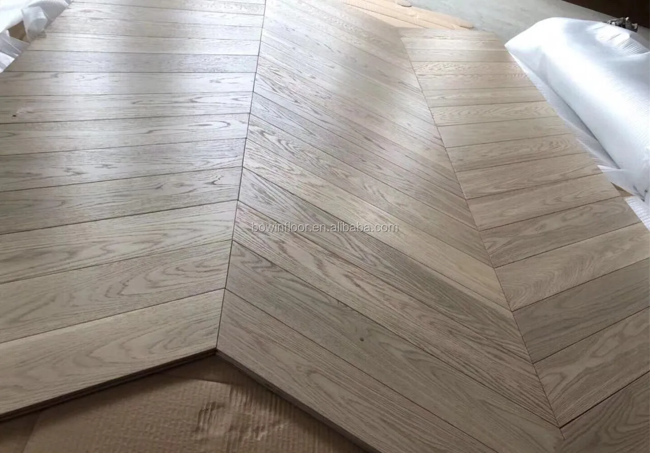 European White oak engineered chevron parquet
