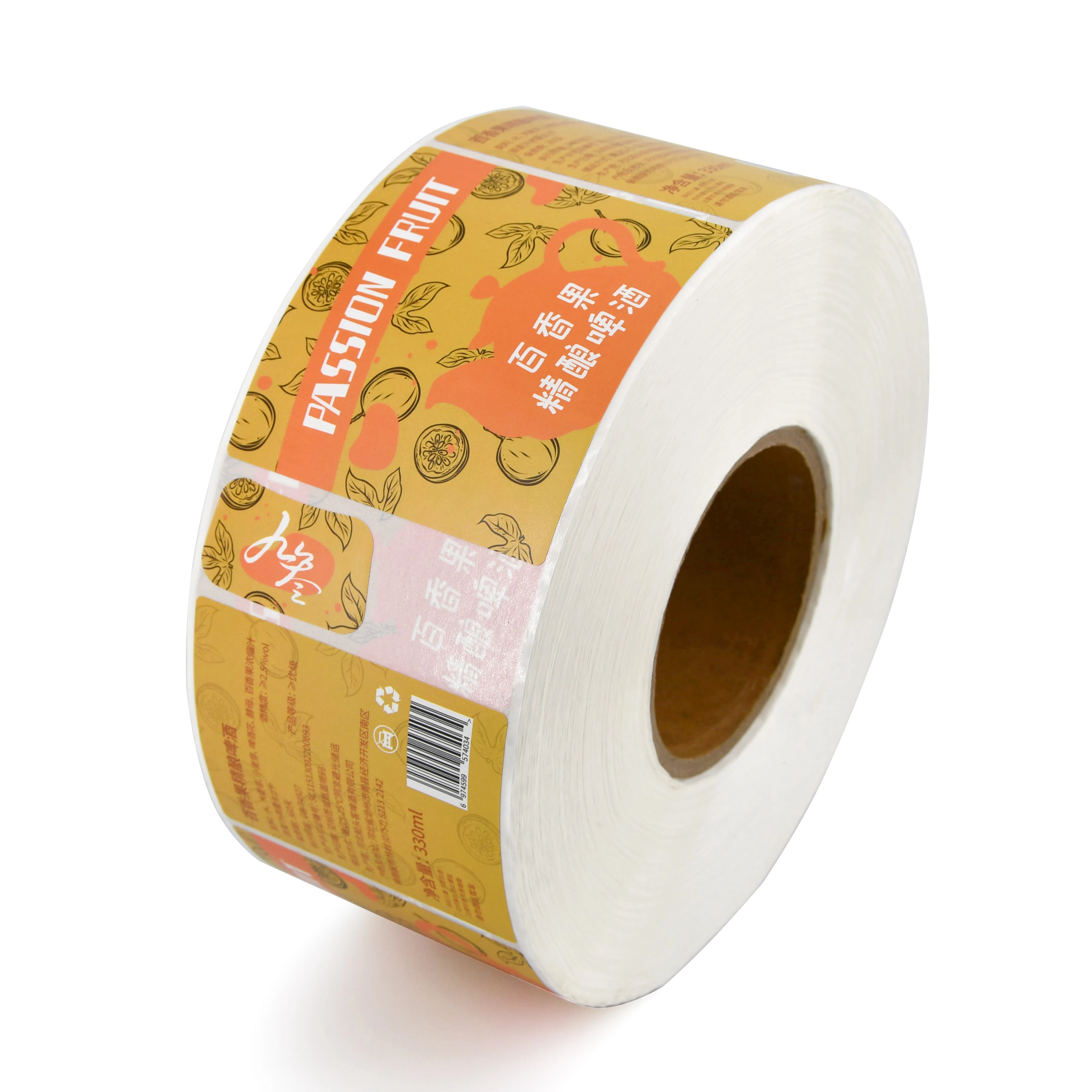 High Quality Custom Vinyl Roll Glass Beer Bottle Sticker Waterproof Packaging Printing Labels Logo Beverage Wine Cosmetic Sheets