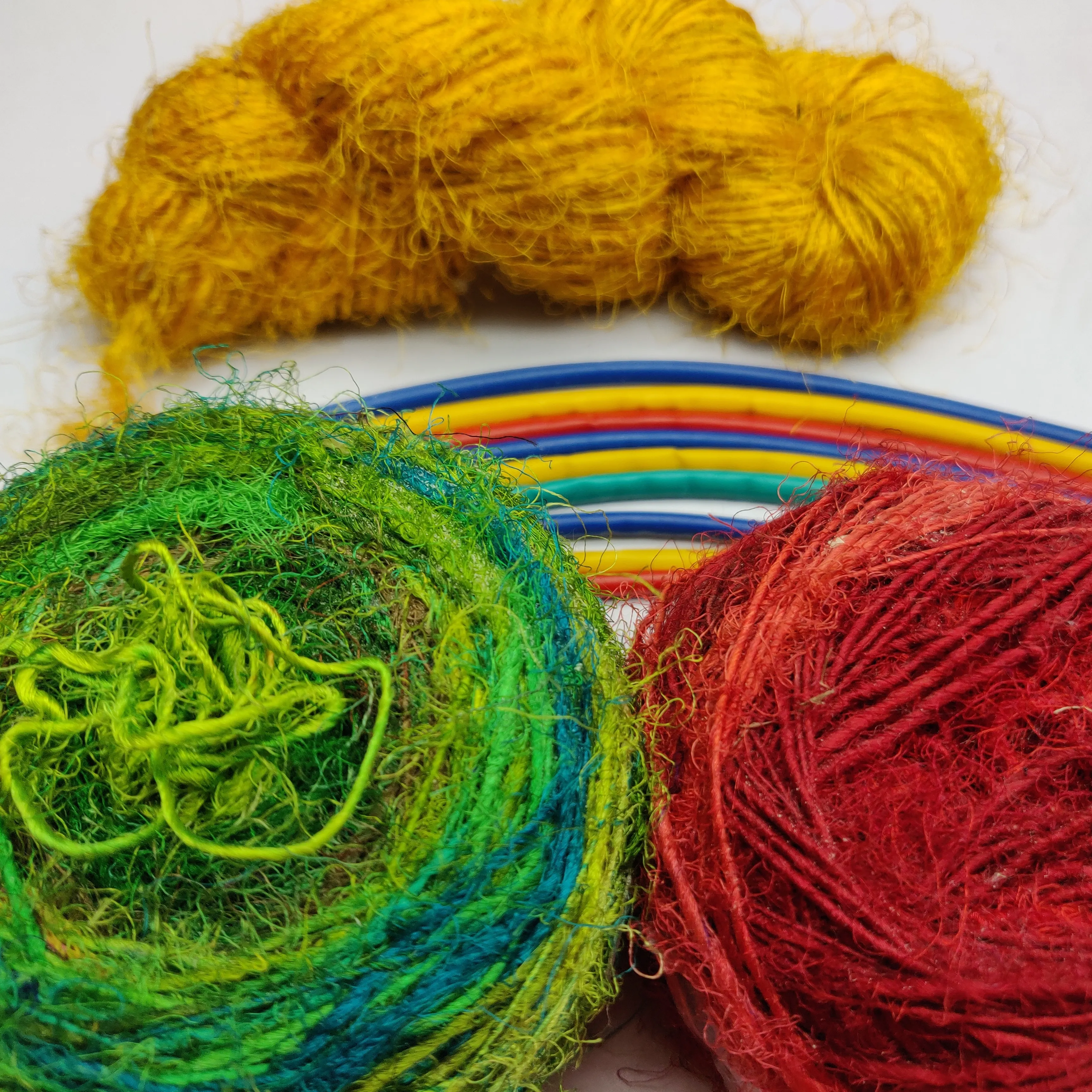 Recycled Sari Silk Filament Yarn Eco-Friendly and Sustainable for Crocheting Knitting Weaving Embroidery Macrame-Handspun