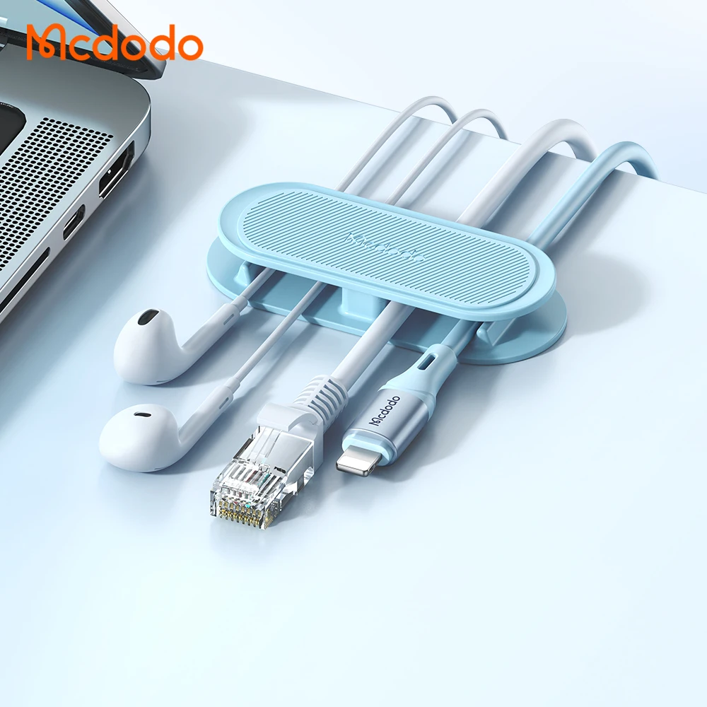 Wholesale Desktop Cable Management Holder Organizer TWO Slots Adhesive Cable Clips for phone audio video headphone wires