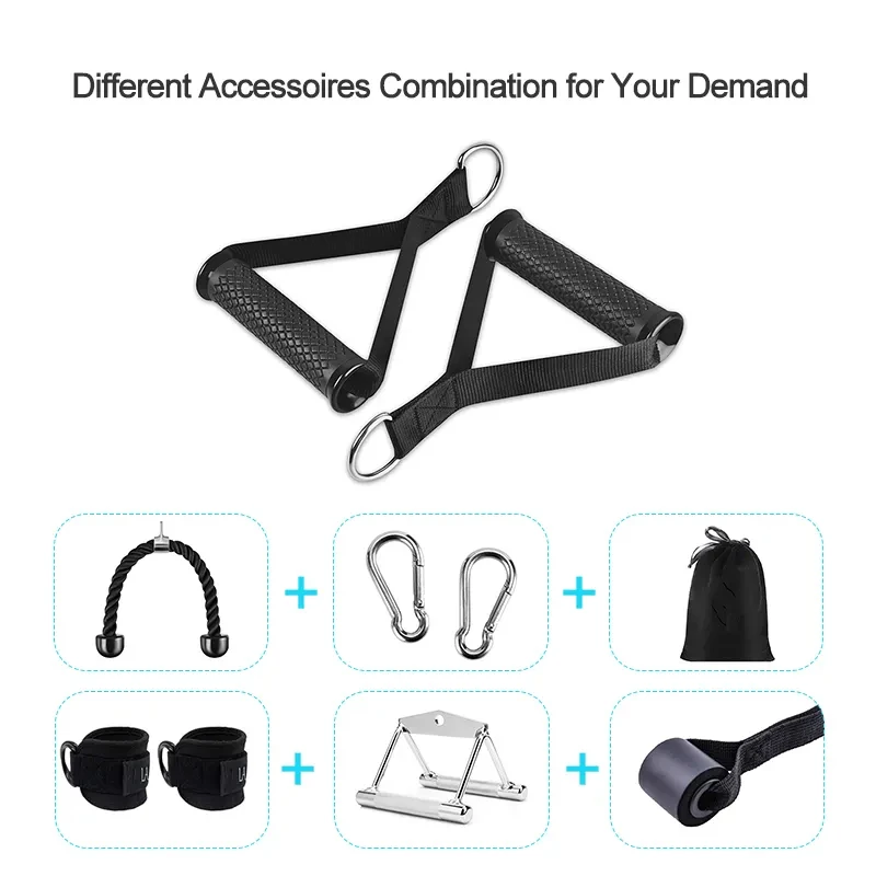 Fitness Black Rubber Foam Handle Cable Machine Attachments Pulley Fitness Exercise Handles Grips for Resistance Bands