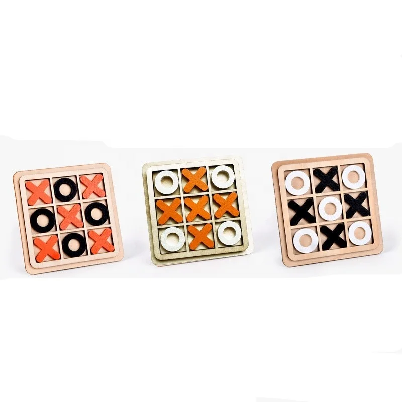 Wooden Noughts and Crosses Tic Tac Toe Board Games Educational Toy Kids Adults Classic