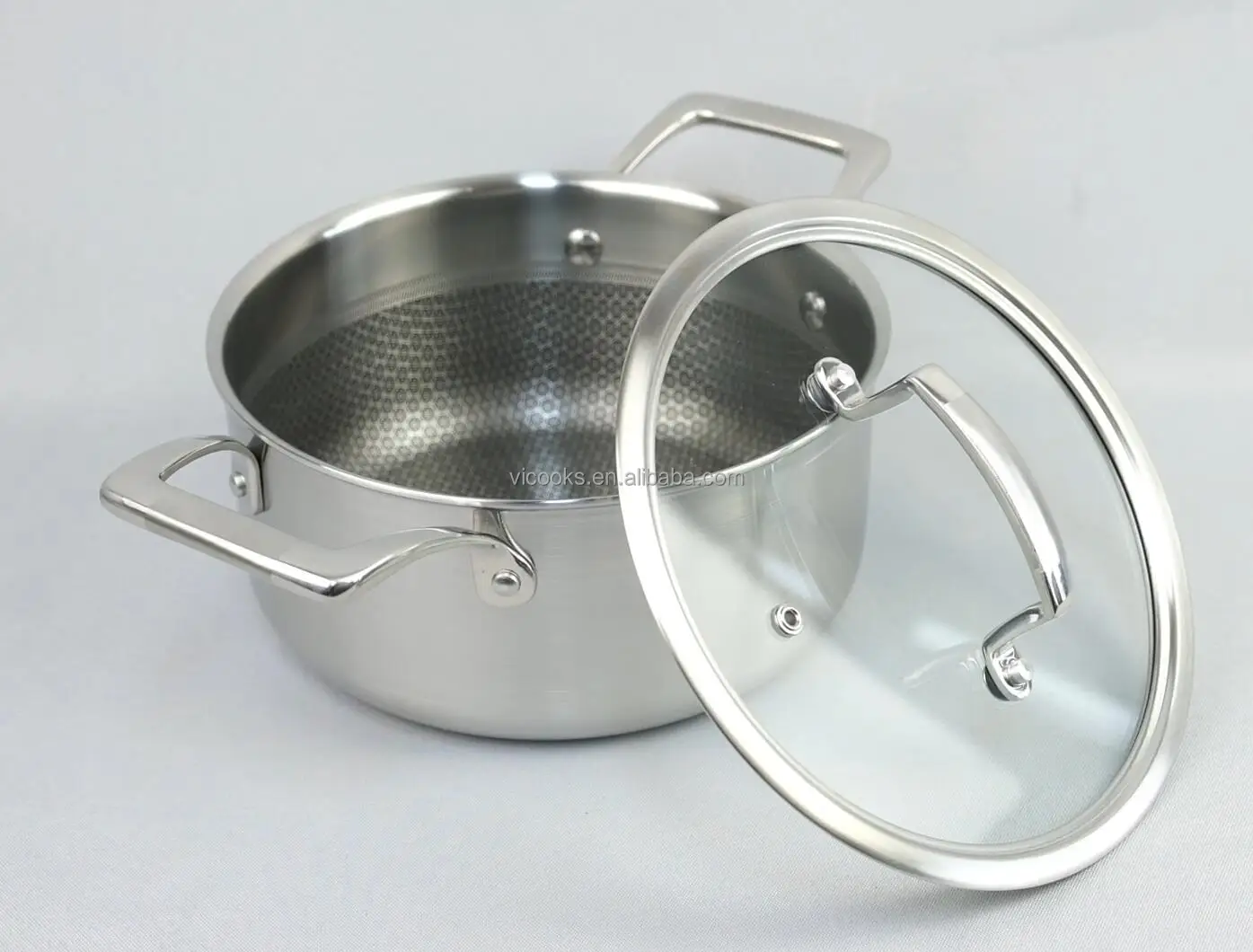 Modern Design Tri-Ply Stainless Steel Stock Casserole Pot Includes Lid Pot Casserole