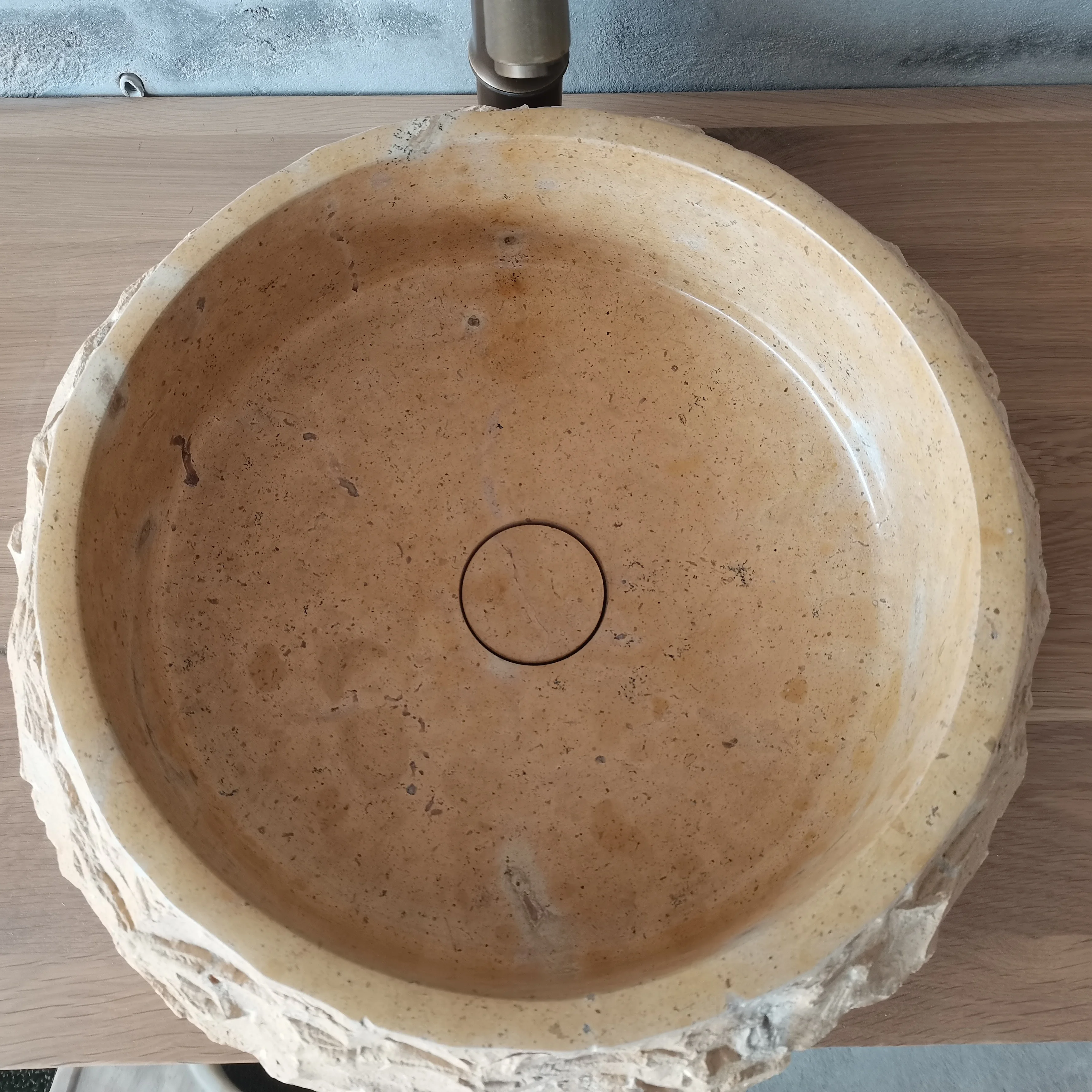 European Natural Beige Marble Stone Outdoor Hand Wash Basin