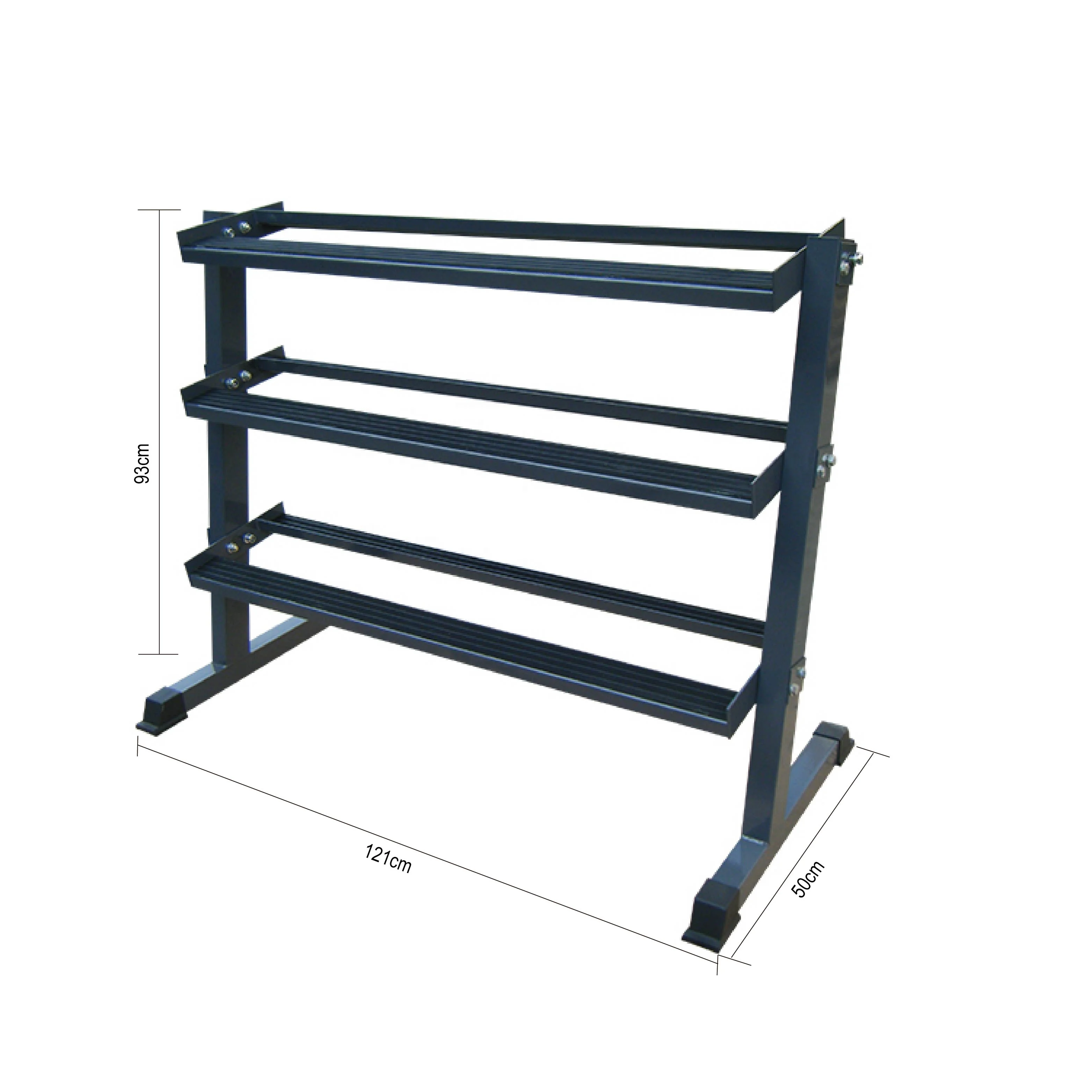 PeakPower Fitness Three Tier Rubber Hex Dumbbell Set Rack