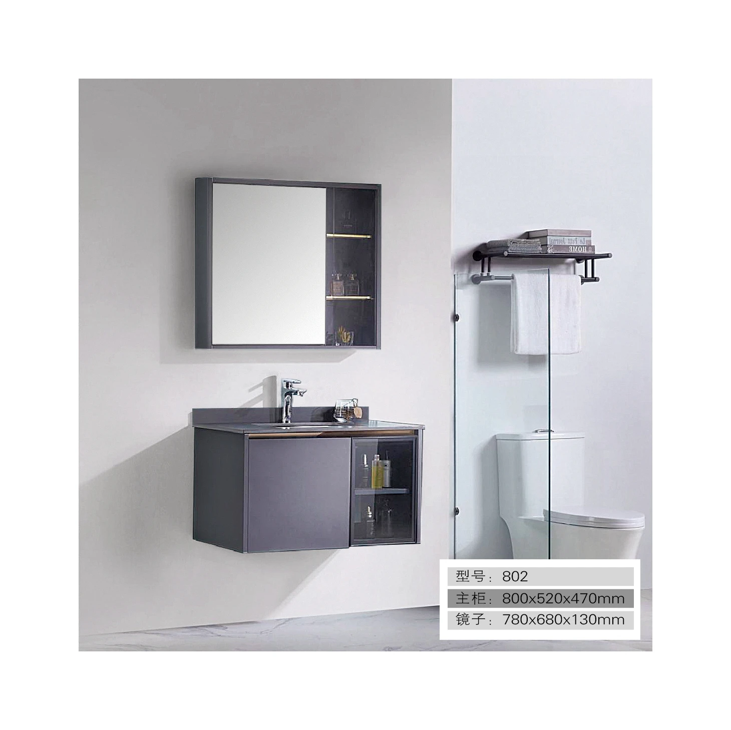 Wall Mounted stainless steel soft closing hinge toilet mirror Online technical support bathroom cabinet
